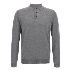 Zanone Virgin Wool Polo Shirt With Button Placket And Cuffed Sleeves - NWT